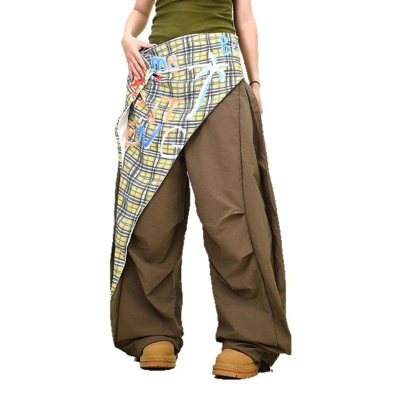 Vintage Spice Girl Design Sense Tooling Paratrooper Pants Women's Summer Casual Loose Versatile Street Dance Wide Leg Pants