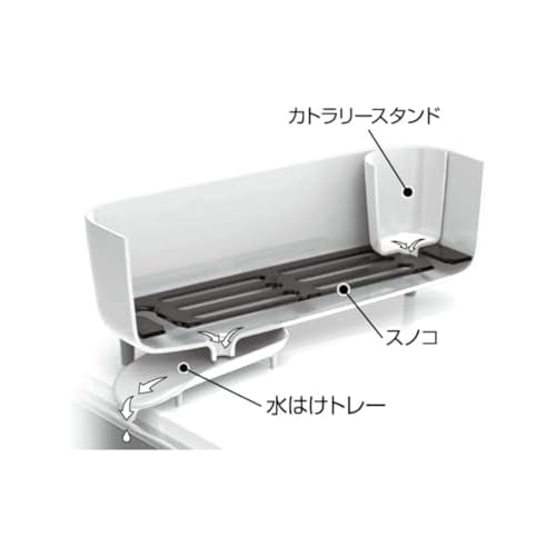 Ohe Smart Home II Dish Rack DX, White, Approx. 39.3cm H x 19.3cm W x 14cm D, Removable Dish Rack for Kitchen Sinks, Made in Japan