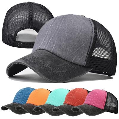 Nová Unisex šiltovka z pranej bavlny Baseballová šiltovka sýtych farieb Muži Ženy Neformálne čiapky Trucker