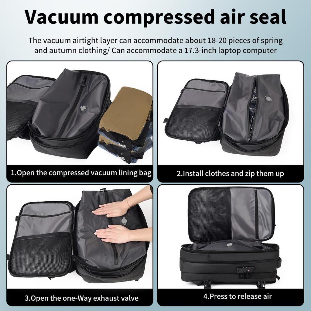 Vakuumversiegelbarer Kompressionsrucksack mit großem Fassungsvermögen und USB für Reisen
