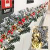 Kaijin White Snow Flocked Holiday Garland with Pine Needles for Christmas Window Decorations