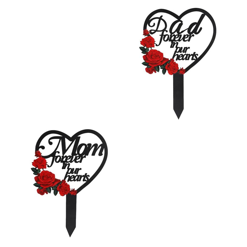 Memorial Grave Marker Cemetery Decoration Remembrance Waterproof Burial Garden Stake for Anniversary Backyard Sign Party Lawn