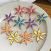 Vintage Metal Colorful Oil Dripping Flower Big Earrings For Women Sweet Simple Fashion Bohemia Trendy Jewelry Accessories Gifts