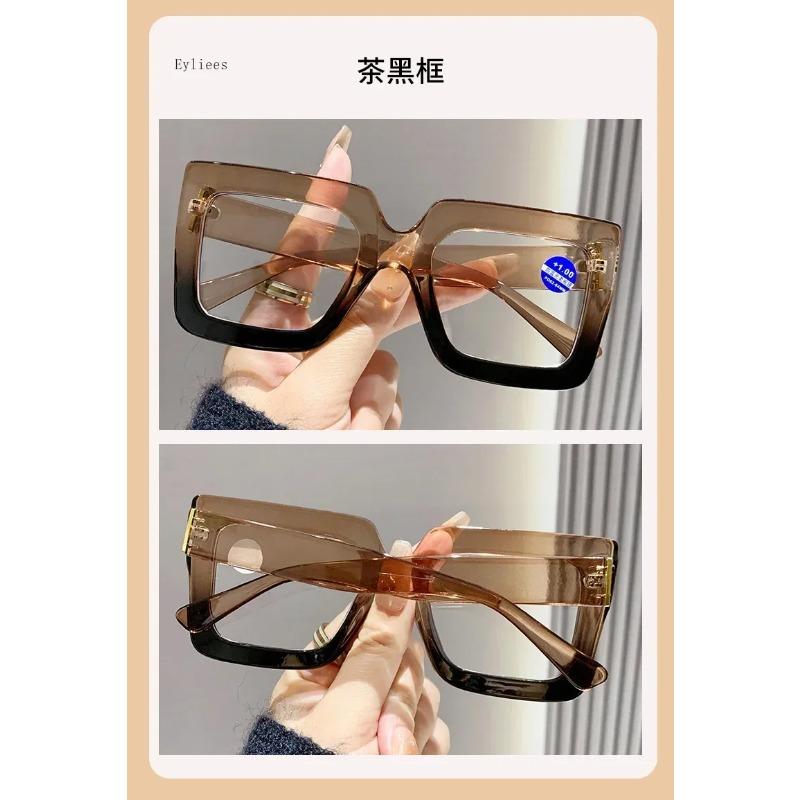 Fashion Women Oversized Square Reading Spectacles For Women Gradient Plastic Designer Female Eyeglasses Optical Grade Eye Spectacles