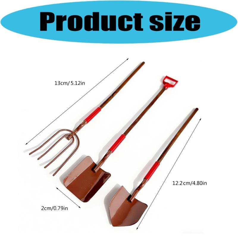 Farming Tool Kits Miniature Gardening Tool Set with Shovel Rake For 1/12 Doll House Accessories And Kids Educational Fun