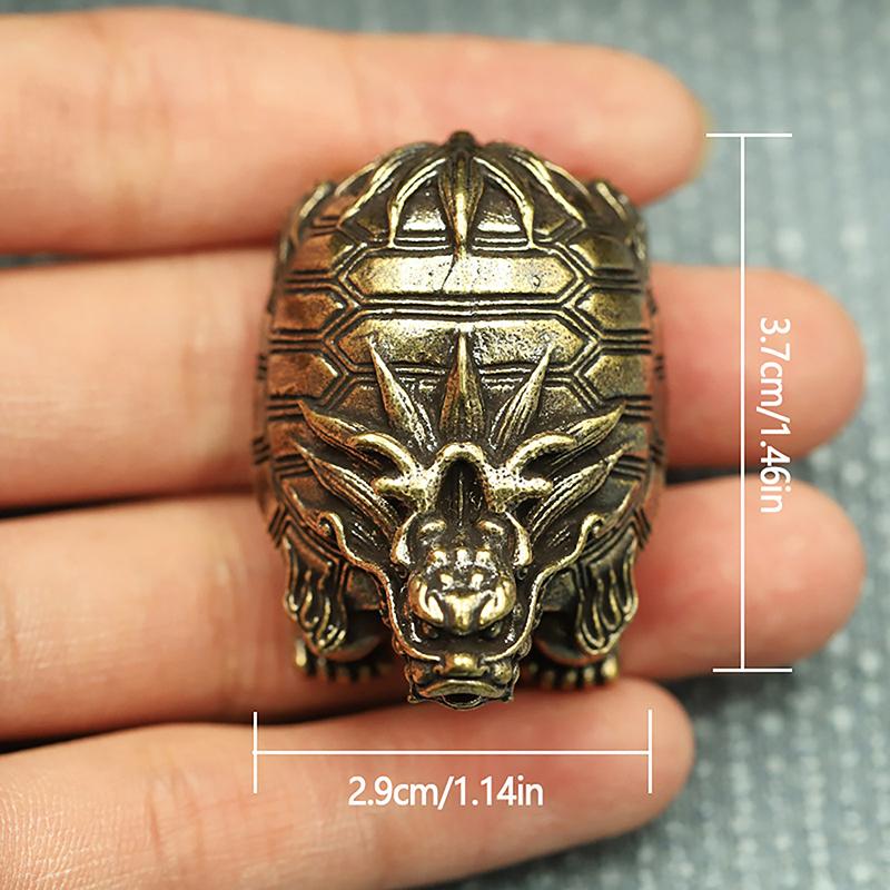 Brass Chinese Dragon Turtle Figurines Small Desk Ornaments Feng Shui Animal Home Office Decor Craft Sculpture