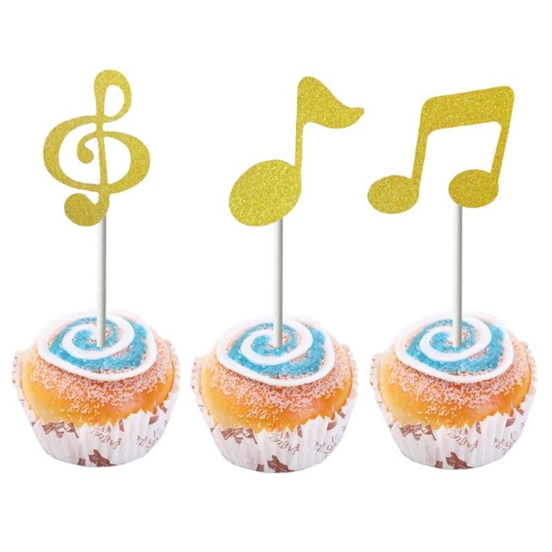 Single Unit Musical Note Cake Insert Decorations Recyclable Music Symbol Shape Cupcake Accessory Party Supplies