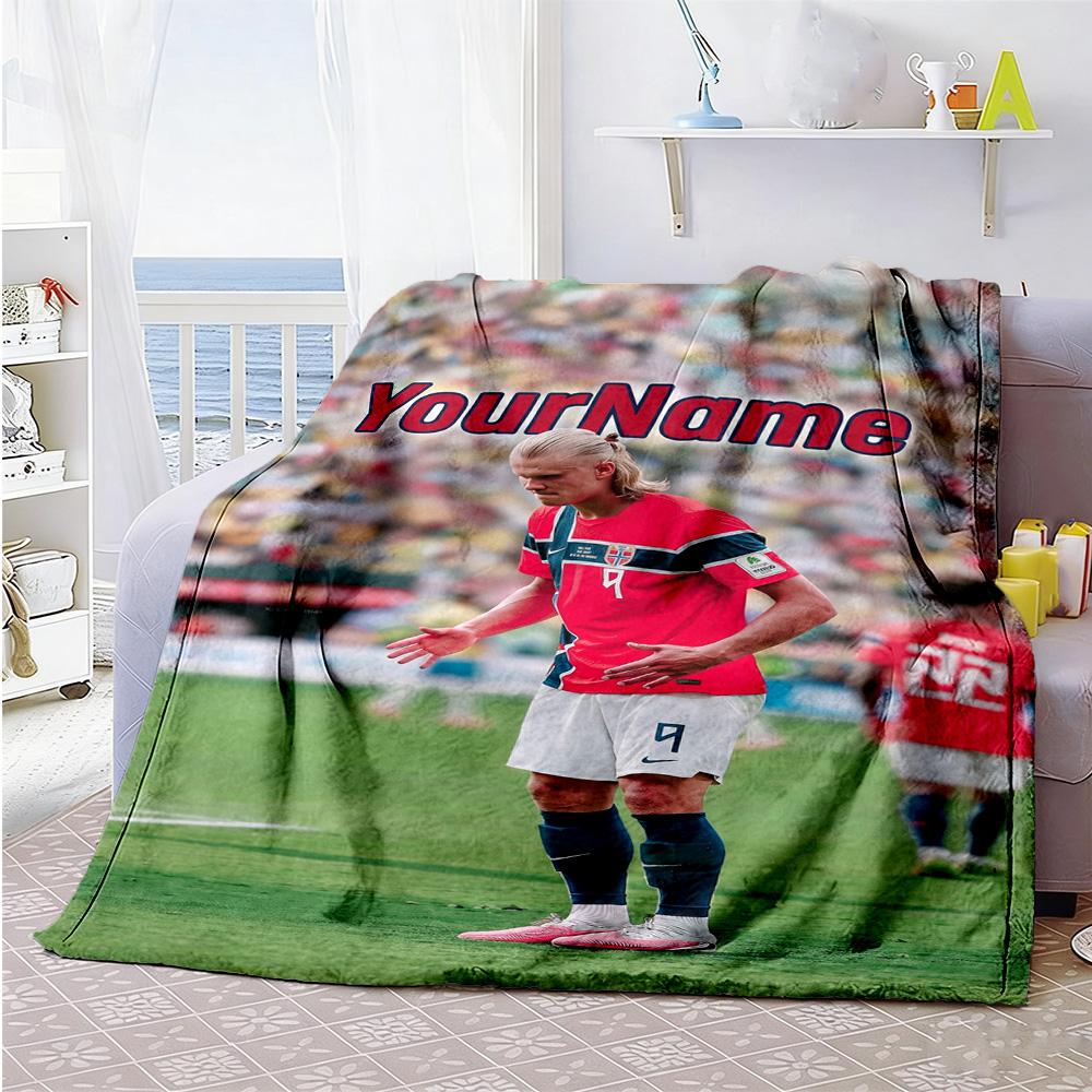 Haaland 72 Personalized Name Blanket Lightweight Personalized Blanket Comfortable Throw For Picnics Living Room Bed Sofa All-Season Use