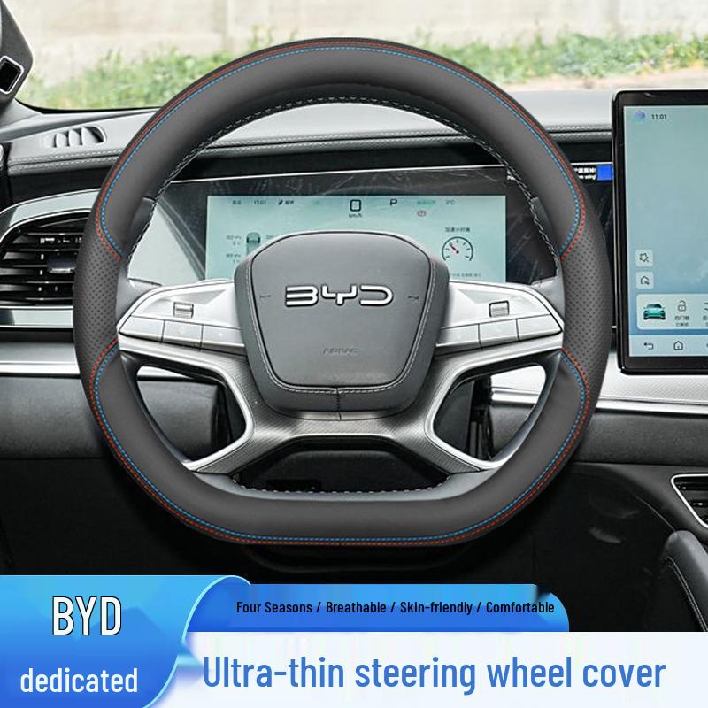 BYD Qin L Non-Slip, Odorless Steering Wheel Cover - No-Sew Interior Modification.