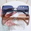 Korean Sunglasses Large Square Gradient Sunglasses for Women Men Fashion Rimless Sunglasses