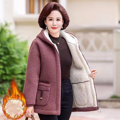 Women Autumn Winter Plus Size Warm Jacket Add Velvet Thickened Lamb Velvet Coat Outerwear