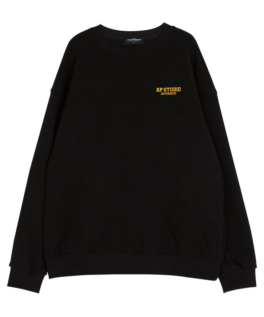 ASTRAL PROJECTION Back Flying Patrol Waffle Terry Sweatshirt_Black
