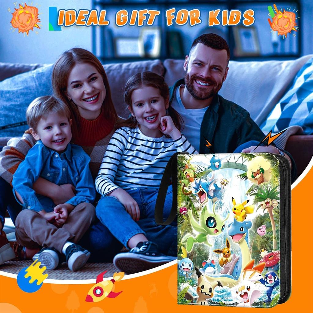 Card Album 4 Compartments 400 Slots 50 Pages 24x18x5cm Multicolor Wear Resistant Waterproof
