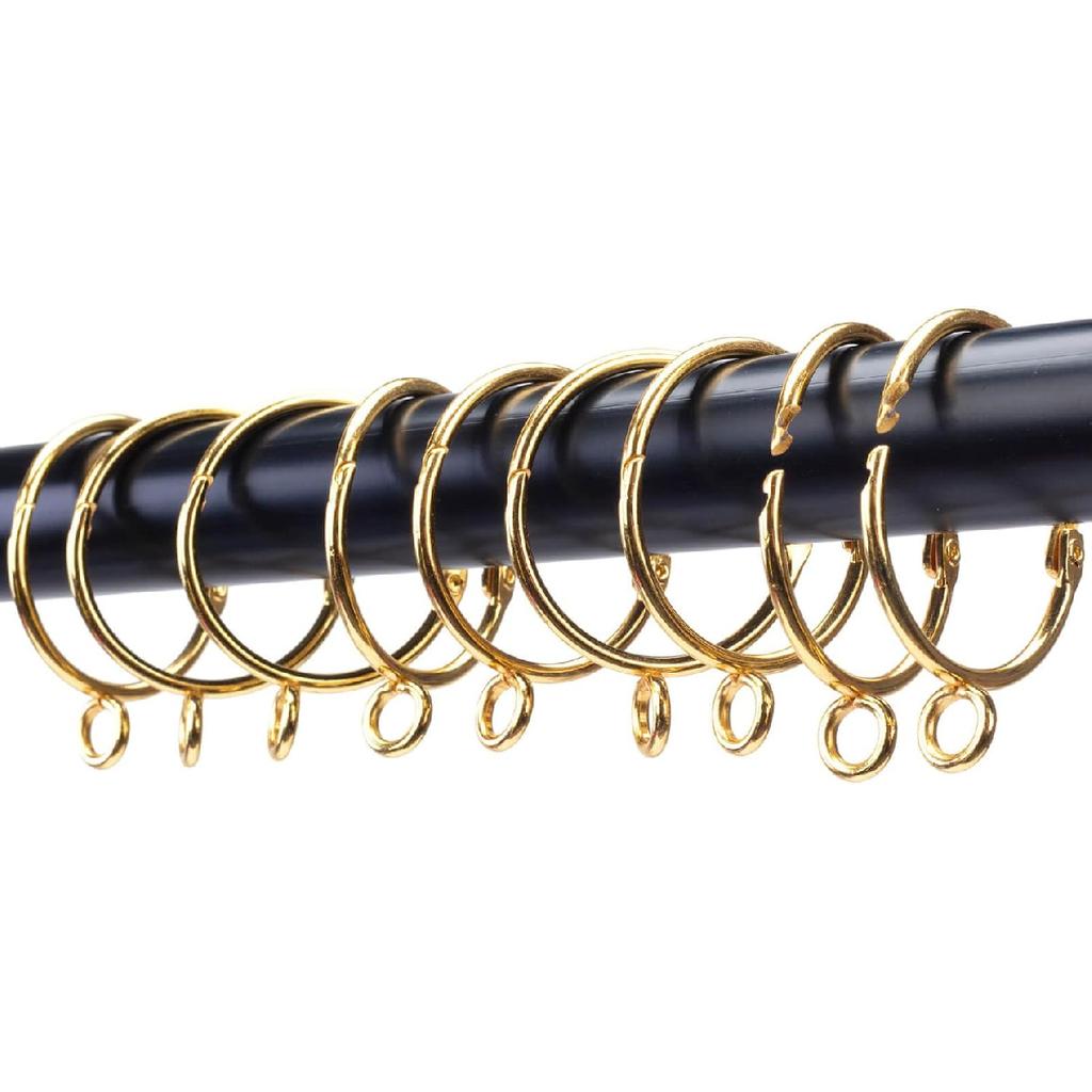 Openable Curtain Rings with Eyelets, 1inch Heavy Duty Rustproof Metal Drapery Rings,Shower Curtain Rings 24pcs Black Zocang