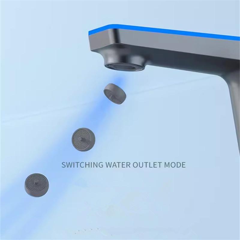 Brushed Gold LED Bathroom Faucet Gray Sink Mixer Cold Hot Water Mixer Sink Tap Digital Display White Deck Mounted  Black Tap