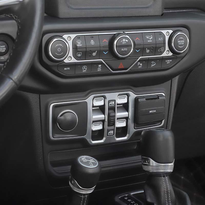 Fönsterkontrollknapp Dekoration Dekorativt Skydd Klistermärke Passar För Jeep Wrangler JL För JT Gladiator 2018 Och Upp Interiörtillbehör