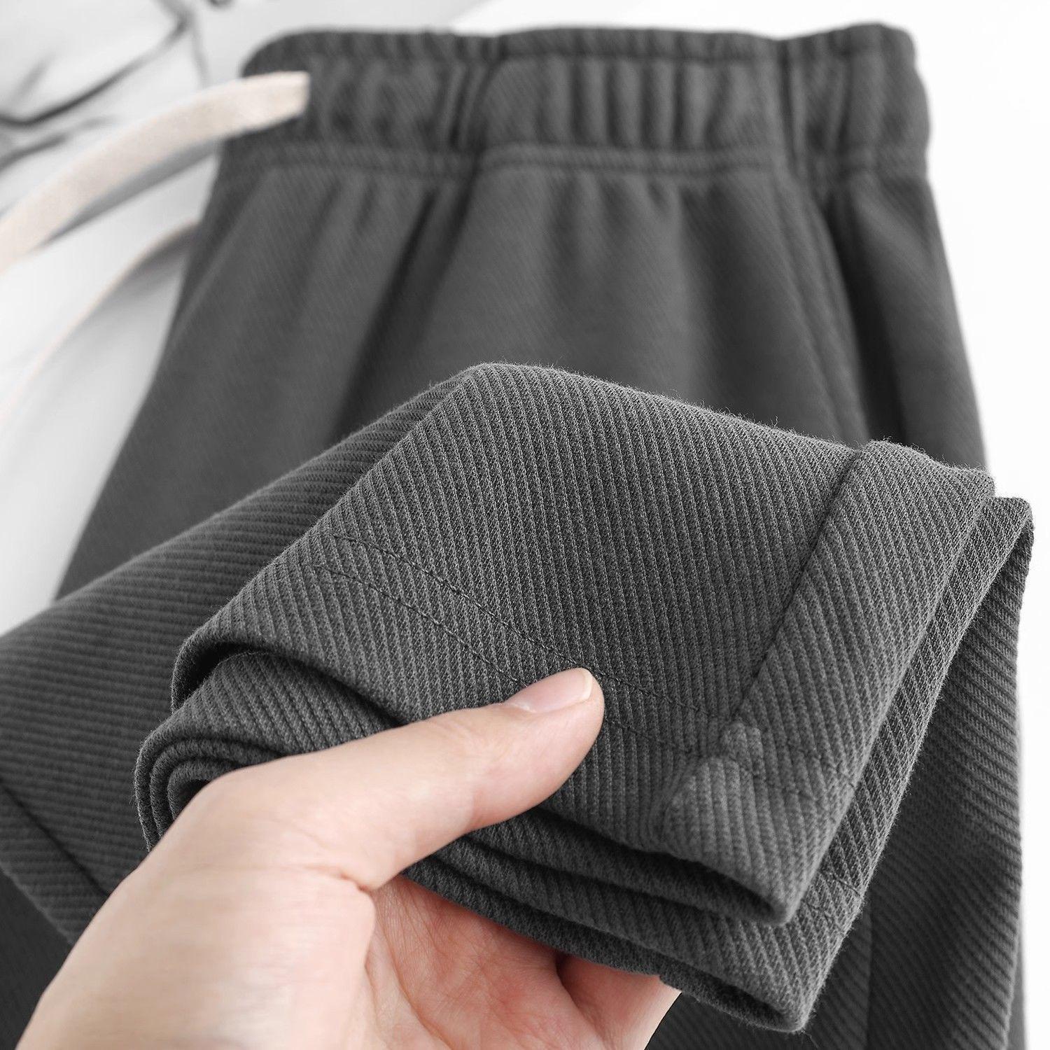 

300g Heavyweight Dark Grey Unisex Straight Leg Twill Sweatpants - Casual, Versatile for Spring and Autumn S (approx. 80-95 jin) темно серый