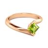 Peridot Sleek Tension-Style Ring - 925 Sterling Silver Rose Gold Vermeil