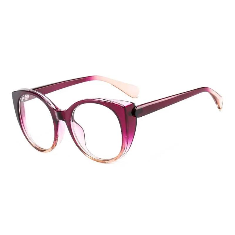 Nearsighted Glasses Women Myopia -0 to -6.0 Round Cat Eye Anti Blue Light Oversized Prescription Glasses