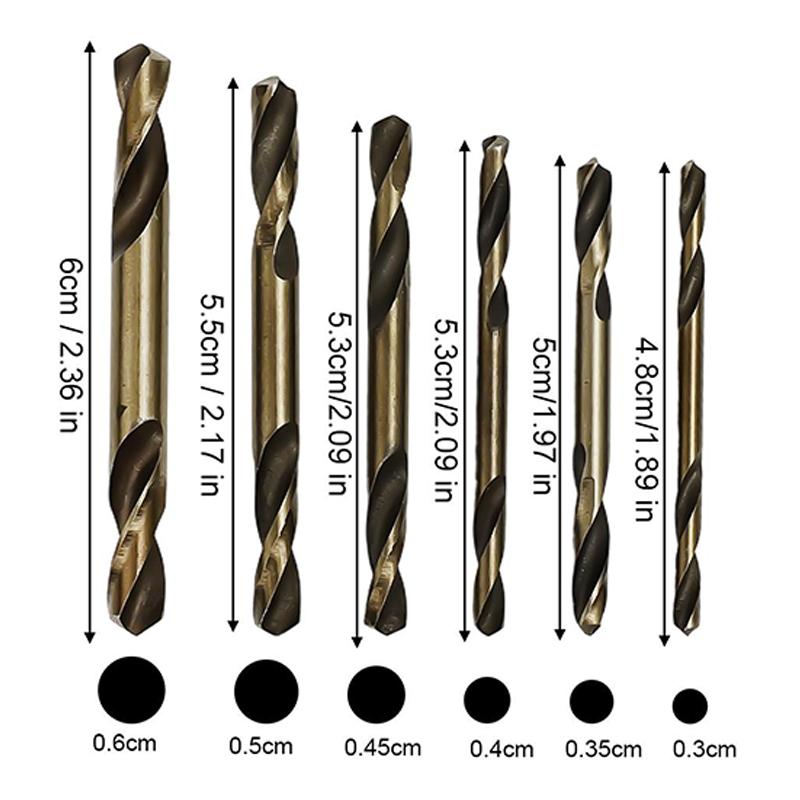 

HSS Double-Headed Auger Drill Bits Double Ended Twist Drills for Metal Stainless Steel Iron Wood Cutting Drilling Power Tools 6pcs(1set) золотий