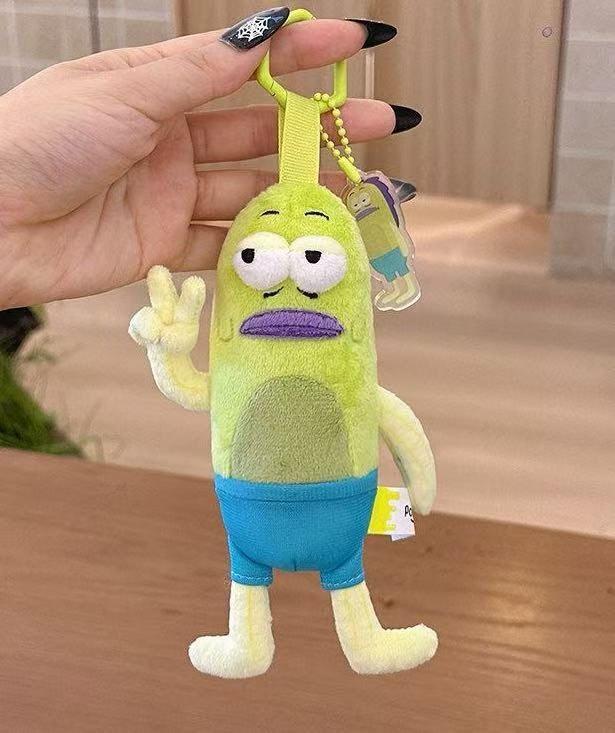 Cute Spongebob Honey Pot Plush Keychain Funny Peace Sign Fish Doll Pendant Birthday Gift Decor 15cm