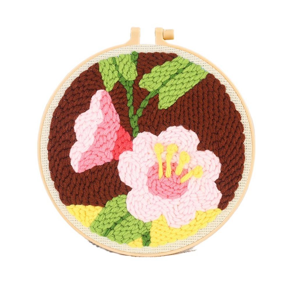 Flower Pattern Punch Needle Set Needlework Poke Needle Embroidery Kit  Educational Toys