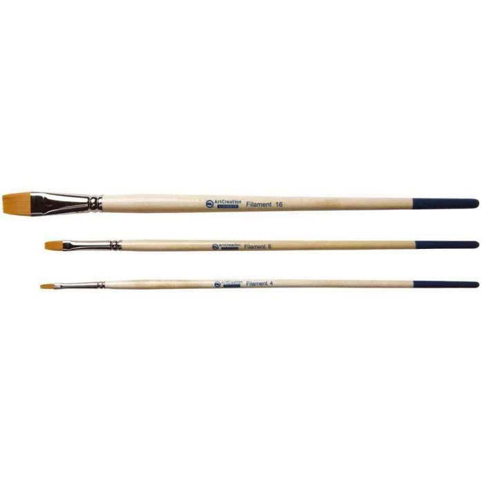 Set de pinceaux plats - ROYAL TALENS - 3 pièces - Polyester - Manche en bois - Mixte