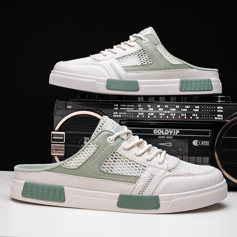 

Мужские летние сетчатые полушлепанцы оверсайз, ленивые туфли, высококачественная уличная повседневная обувь, спортивные модные полые дышащие сандалии 39