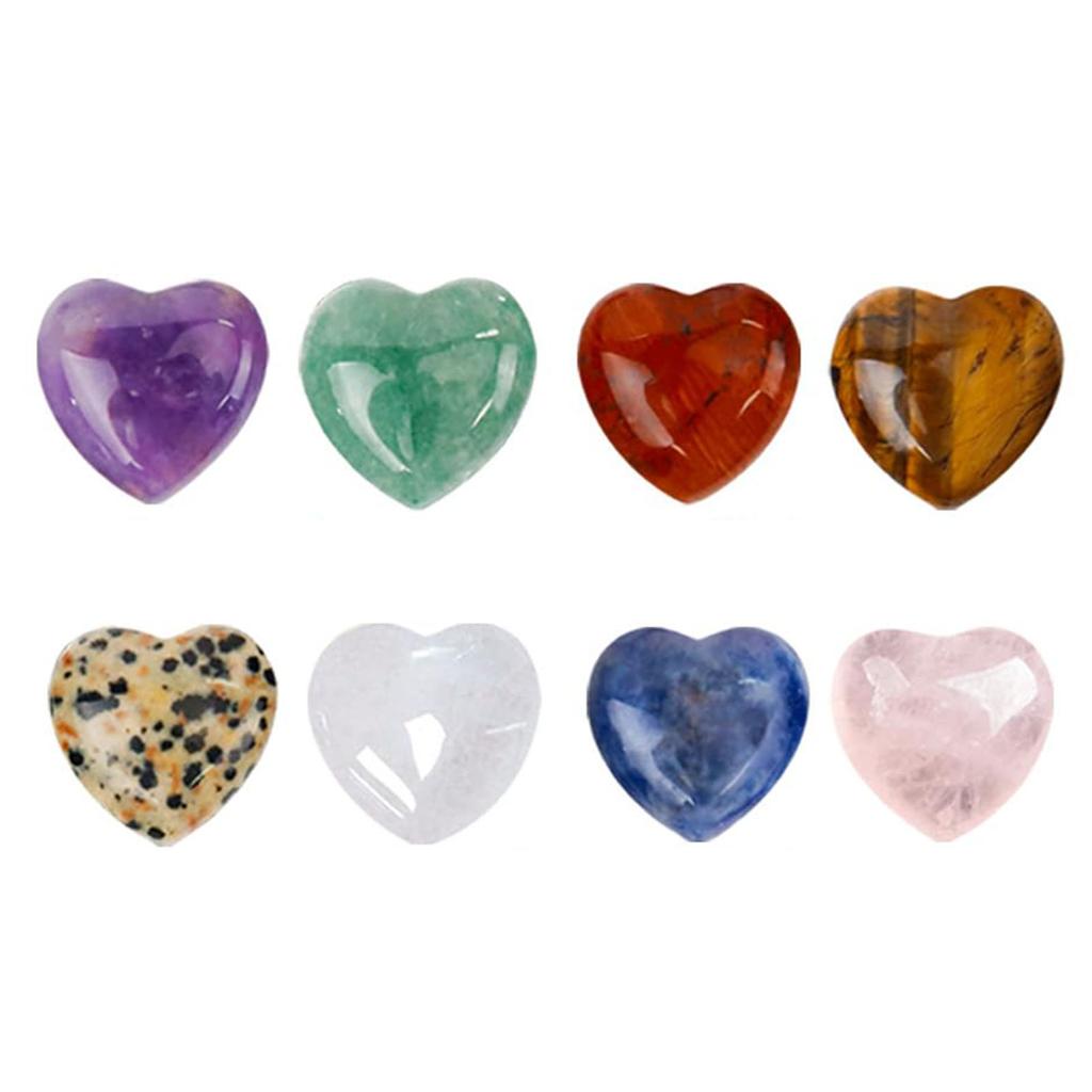 24pcs Valentine Heart Cards with Natural Crystal Stones 8 Different Polished Stones for Classroom Exchange School Activities