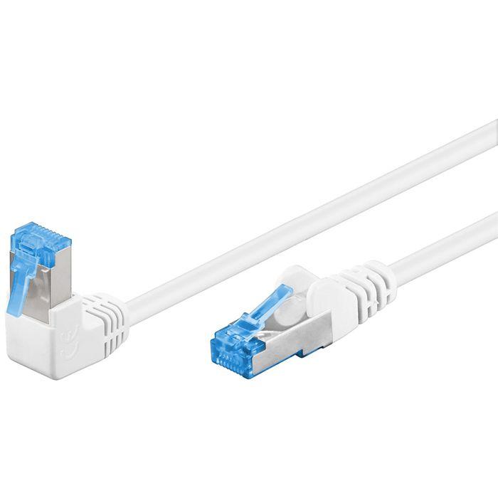 GOOBAY Câble Ethernet Cat6a 2m Surblindé Blanc 1x RJ45 Coudé