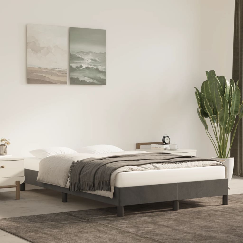 Bed Frame without Mattress Dark Grey 120 x 190 cm Velvet