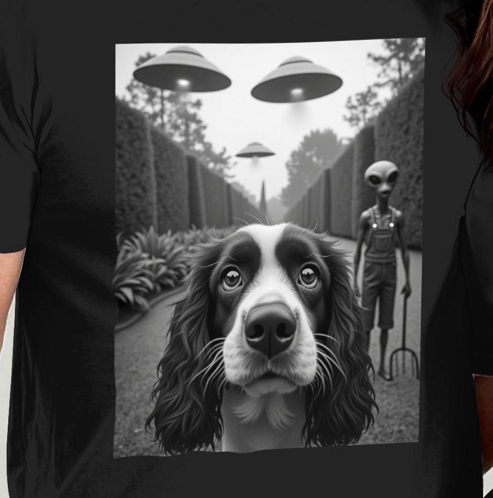 UFO Alien Abduction Dog T-Shirt: Funny Space Humor Tee 2XL