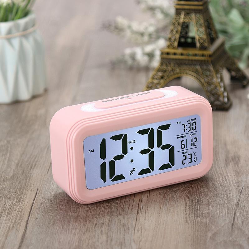 Alarm Clock Desktop Digital Clock  LCD Large Screen Temperature Calendar Nightlight Wake-up Student Snooze Clock 12/24H Bedrooms