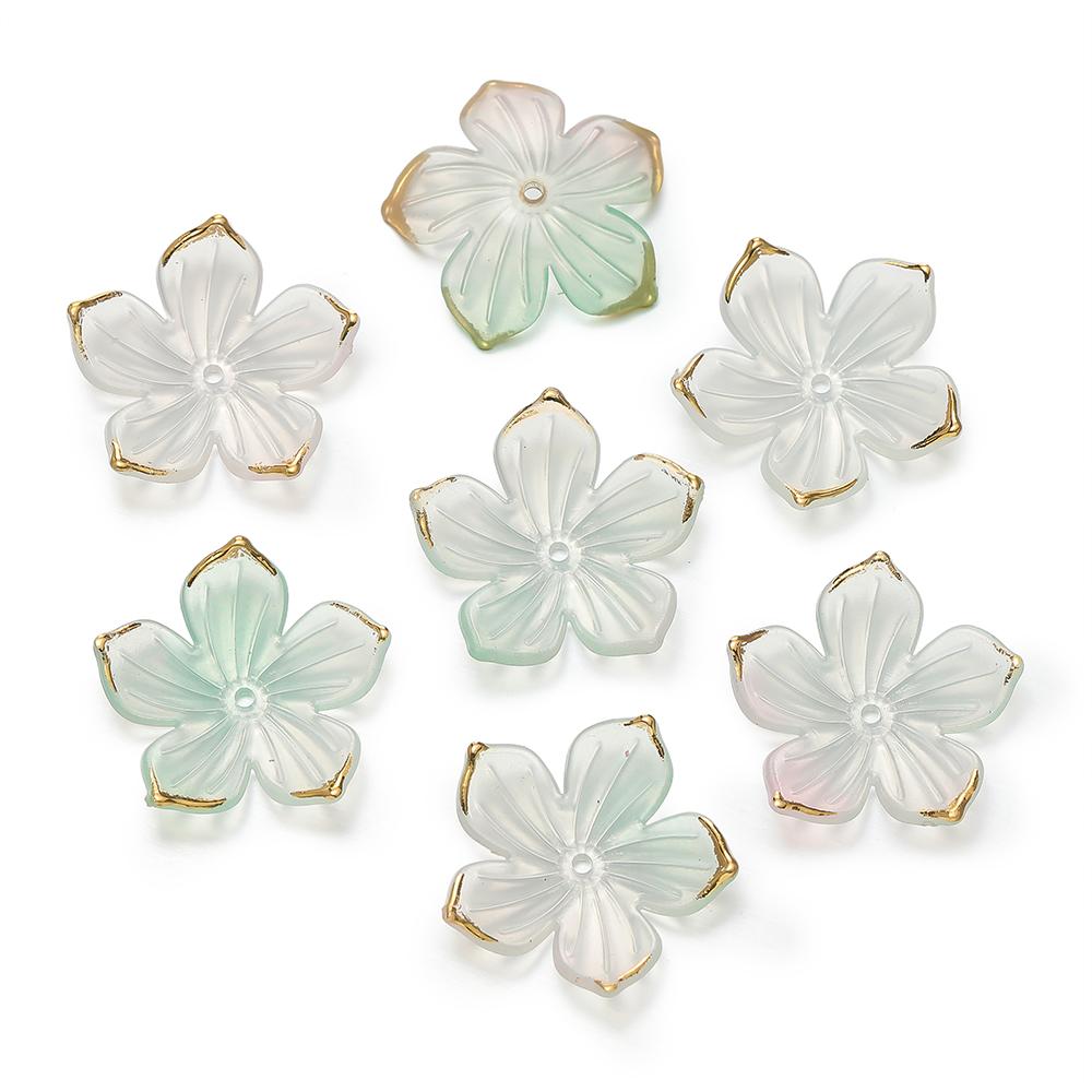 

50pcs/Lot 23x24mm Acrylic Flower Beads Petals Charm Connectors DIY Earrings Hair Jewelry Making Acessories Supplies розовый зеленый