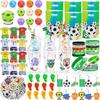 166 Pcs Soccer Party Favors for 12 People Party Supplies with Cup Straw Stress Ball Keychain Sticker Silicone Wristbands Whistle Goodie Bags for Kids