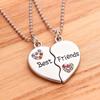 Sun Moon Stars Patchwork BFF Heart Necklace for Best Friends Forever