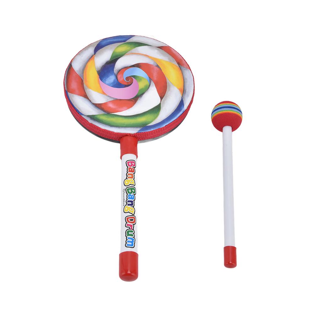 Hand Drum Wooden Frame Cartoon Shape Cute Appearance Crisp Sweet Small Volume Kids DrumLolly