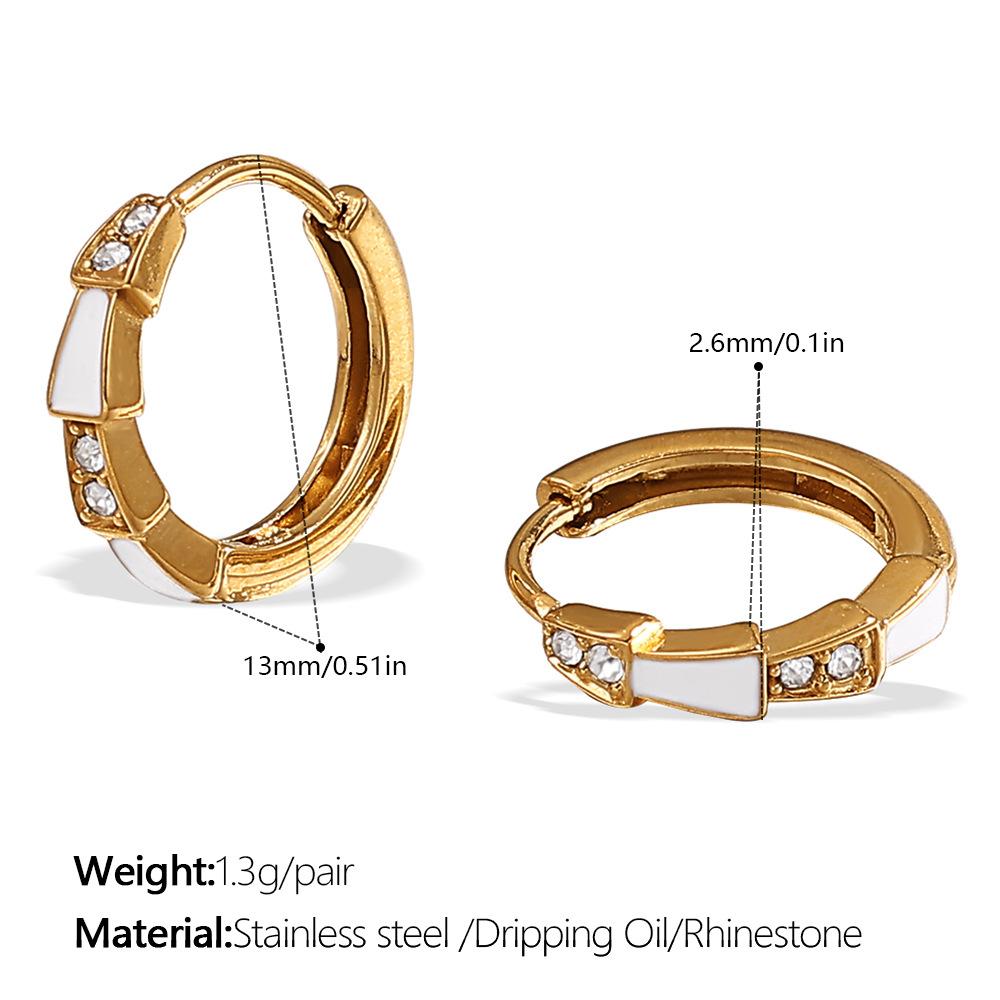 Japanese and Korean Popular Jewelry, Stainless Steel Gold-plated Earrings, Ear Buckles, Summer Earrings, Inlaid Rhinestone Earrings.