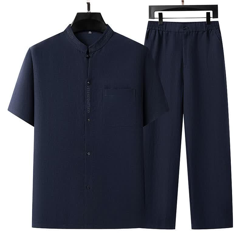 YUZHAOLIN Men's Summer Short Sleeve Shirt & Trousers Set