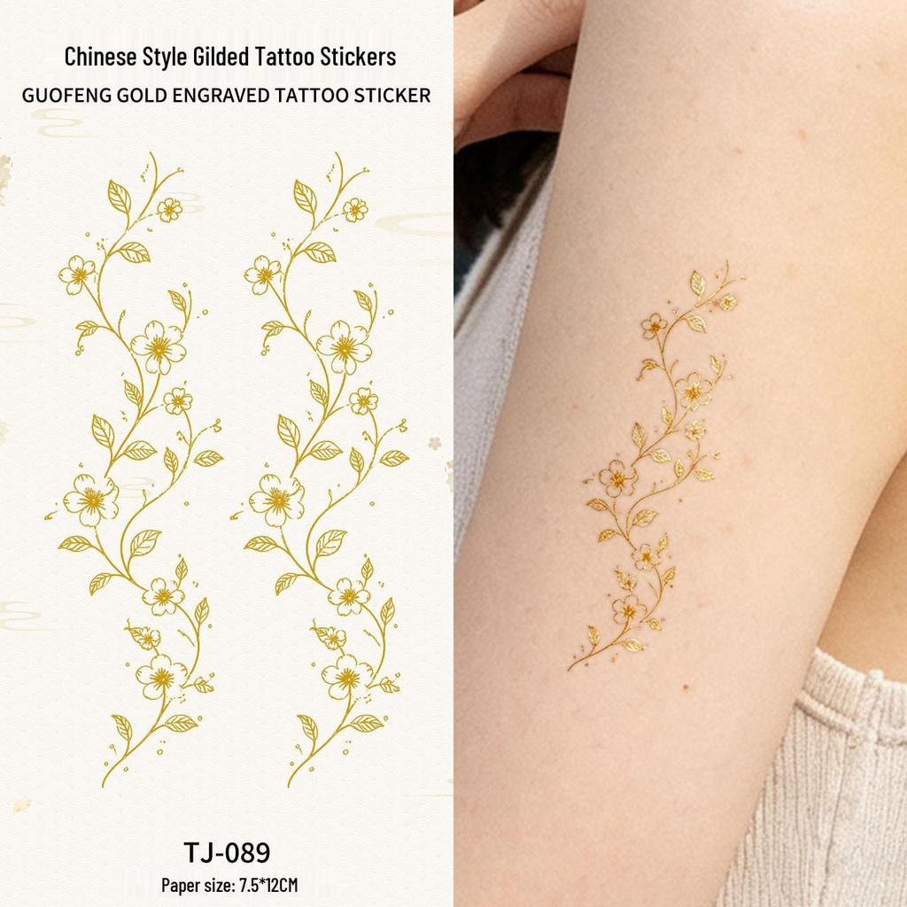 Chinese Style Waterproof Phoenix & Koi Tattoo Sticker - Long-lasting, Aesthetic Dunhuang Design for Arm & Collarbone