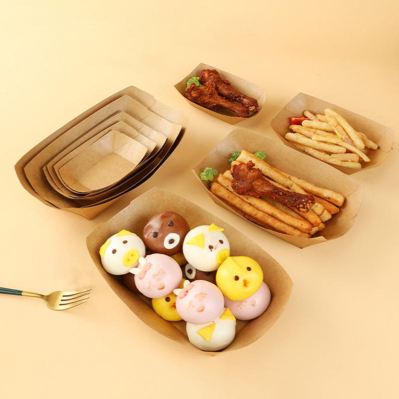 50 Stück Küche Einweg Snackschalen Gebäckteller Kraftpapier Dessert Kuchen Lebensmitteltablett Ölfest Pappschalen Party Geschirr