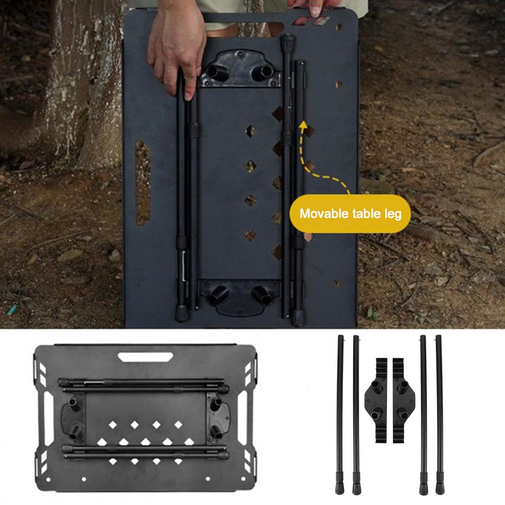 Foldable Camping Table Legs Strong Load-bearing Metal Furniture Legs Adjustable Height Coffee Table Legs DIY Camping Equipment