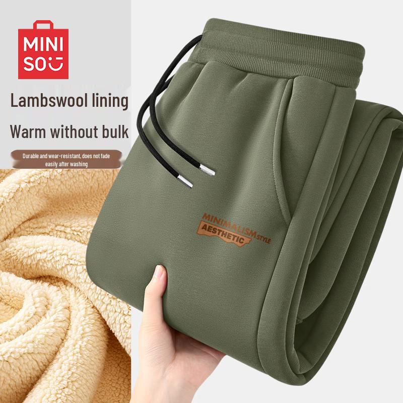 MINISO Men s Winter Warm Lamb Fleece Joggers 2XL