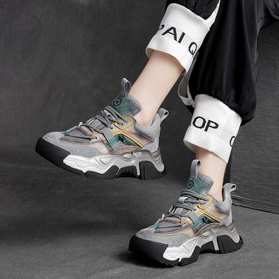 Fashion GKTINOO Women Genuine Leather Platform Sneakers Mixed Colors Round Toe Lace-Up Thick Sole Flats Ladies Shoes Handmade
