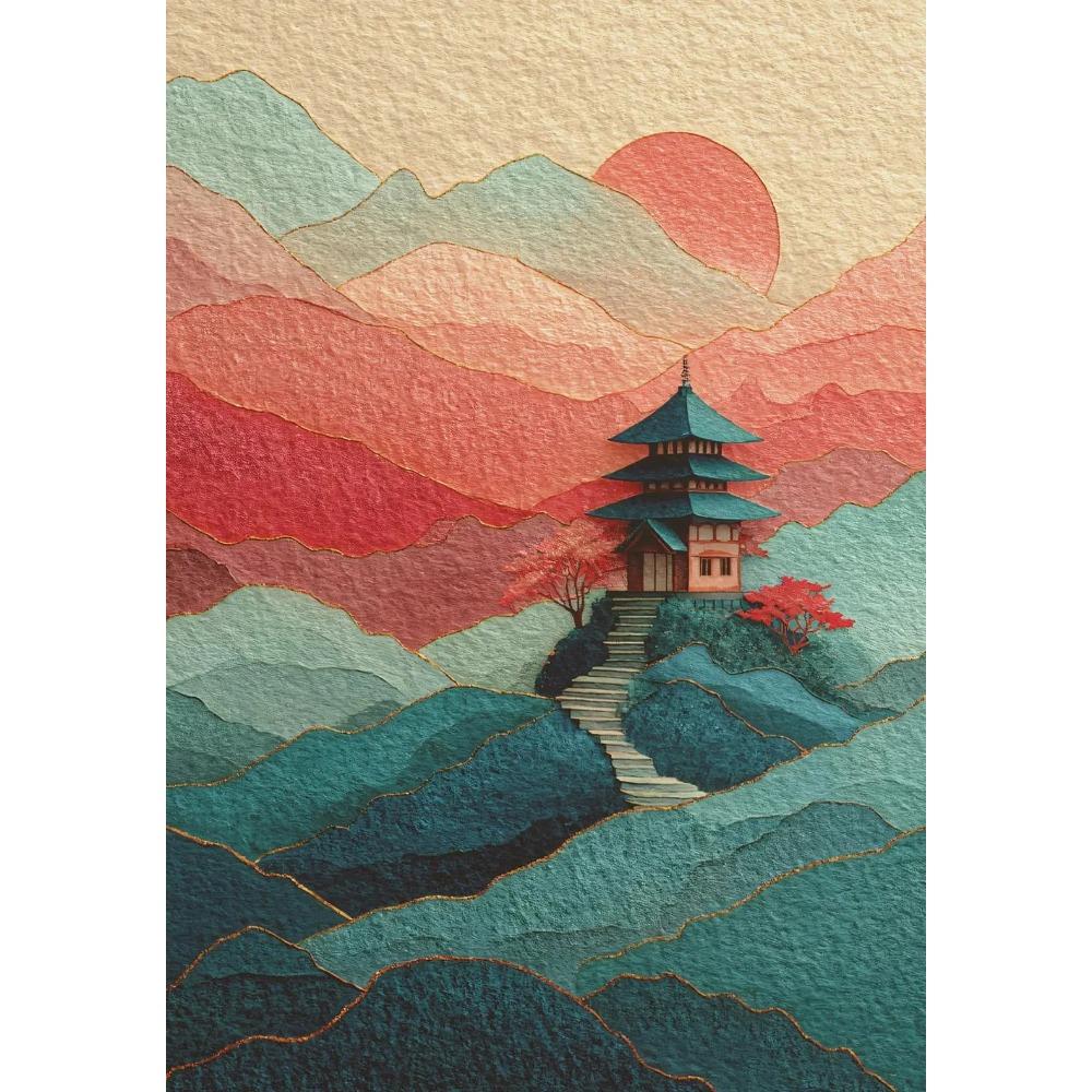 Minimal Zen Coastal Tree Koi Fish Sakura Posters Blue Wave Crane Modern Prints Canvas Painting Wall Art Picture Home Room Decor