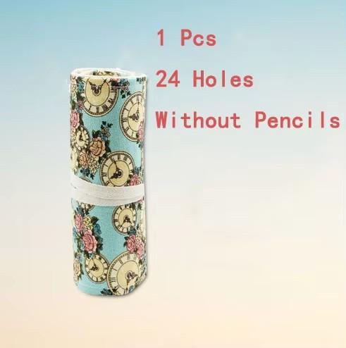 12/24/36/48/72 Hole Colorful Cloth Pencil Case Stationery Pencil Storage Bag Pencil roll School Student Supplies Paint Brush Bag