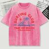 Surfing Club Time On Beach Civilion Print Retro Tee Shirts Summer Cotton Loose Men T Shirt Soft Sportwear Washed Clothes