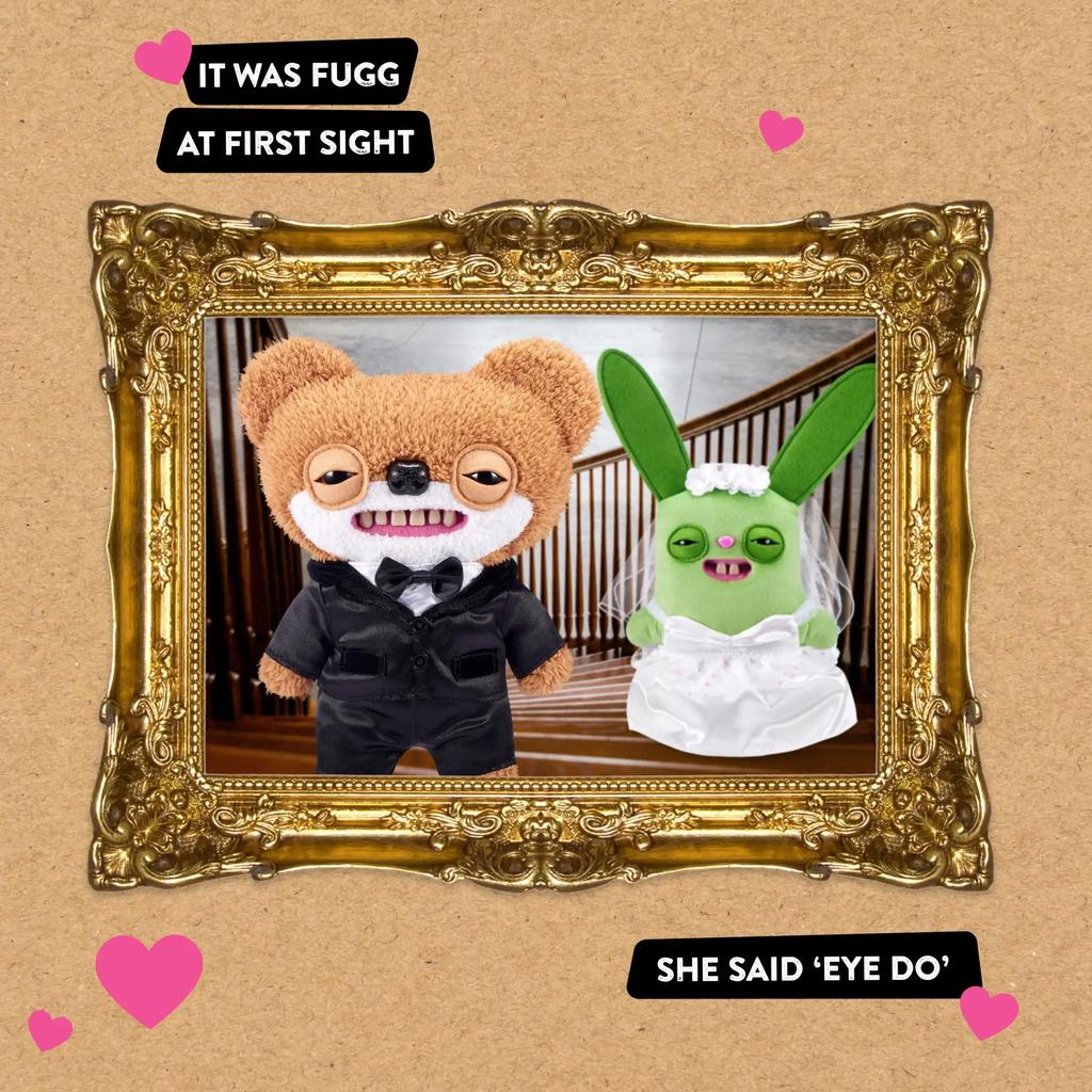 Fuggler Wedding Fuggs 2-Pack Funny Ugly Teeth Monster Soft Stuffed Plush Toys Soft Plushies Cute Cartoon Character Gift 22CM