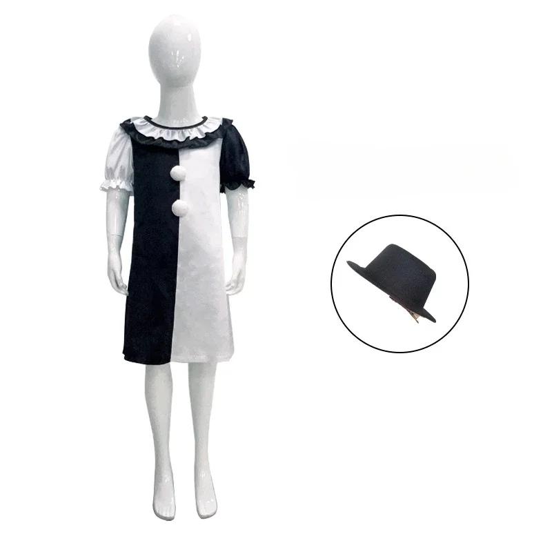 Terrifier Cosplay Costume Children Girls Boys Horror Carnival Party Dress Hat Mask Killer Clowns Jumpsuit for Halloween Costumes