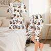 Women Plus Size White Halloween Printed Round Neck Short Sleeve Top Capri Pants Two Piece Pajama Set